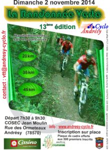 Dimanche 2 novembre 2014 : 13ème Randonnée Verte VTT