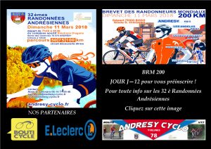 11 mars 2018 : 32 è Randonnées Andrésiennes / BRM 200