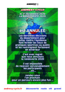 Evénement VTT : La Randonnée Verte annulée !!